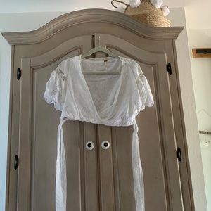 Free People Crop Side Tie Eyelet Top NWOT